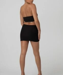 Kaiia CLOTHING CHAIN WAIST MINI SKIRT BLACK