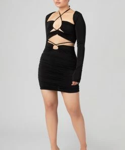 Kaiia LOOP RUCHING MIDI SKIRT BLACK