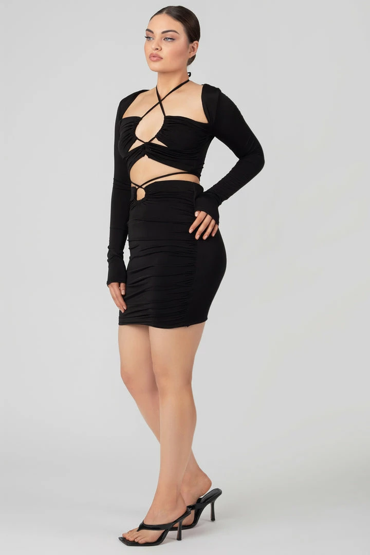 Kaiia LOOP RUCHING MIDI SKIRT BLACK 3 Kaiia LOOP RUCHING MIDI SKIRT BLACK