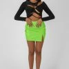 Kaiia PU MINI SKIRT GREEN CLOTHING
