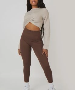 Kaiia TWIST FRONT CROPPED SWEATSHIRT ASH