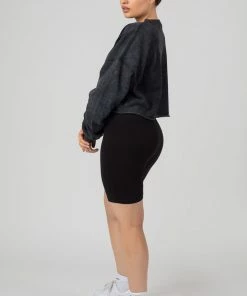 Kaiia DOUBLE ENDED ZIP CROPPED SWEAT ACID WASH CLOTHING