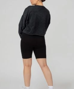 Kaiia DOUBLE ENDED ZIP CROPPED SWEAT ACID WASH CLOTHING