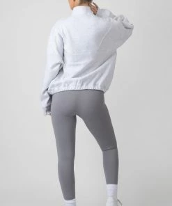 Kaiia OVERSIZED HALF ZIP POCKET FRONT SWEATSHIRT OATMEAL MARL