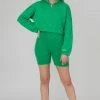 Kaiia OVERSIZED HALF ZIP GATHERED HEM SWEAT GREEN