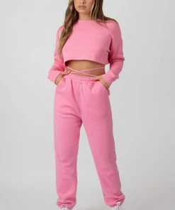 Kaiia CLOTHING OVERSIZED CROPPED SWEAT PINK