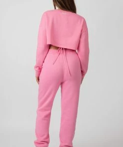 Kaiia CLOTHING OVERSIZED CROPPED SWEAT PINK