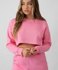 Kaiia CLOTHING OVERSIZED CROPPED SWEAT PINK