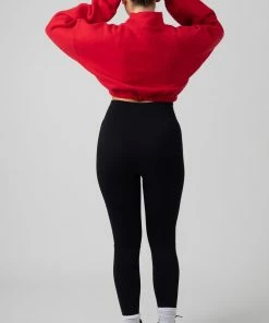 Kaiia OVERSIZED High Neck Embroidered Slogan CROPped SWEATshirt RED CLOTHING