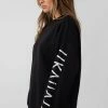 CLOTHING OVERSIZED Kaiia Branded SLOGAN SLEEVE SWEAT BLACK