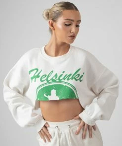 Kaiia OVERSIZED EXTREME CROPPED SWEAT IVORY
