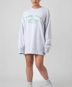 Kaiia OVERSIZED GRAPHIC SWEATER DRESS GREY MARL CLOTHING