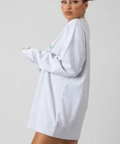 Kaiia OVERSIZED GRAPHIC SWEATER DRESS GREY MARL CLOTHING