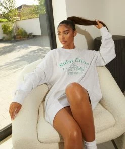 Kaiia OVERSIZED GRAPHIC SWEATER DRESS GREY MARL CLOTHING