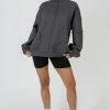 Kaiia OVERSIZED EXPOSED SEAM DETAIL SWEATSHIRT DARK GREY CLOTHING