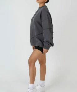 Kaiia OVERSIZED EXPOSED SEAM DETAIL SWEATSHIRT DARK GREY CLOTHING