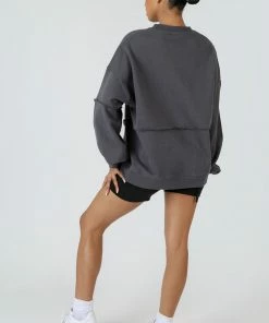 Kaiia OVERSIZED EXPOSED SEAM DETAIL SWEATSHIRT DARK GREY CLOTHING