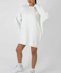 Kaiia OVERSIZED EMBROIDERED TONAL SWEATSHIRT DRESS ECRU CLOTHING