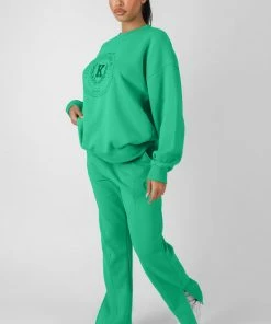 KAIIA OVERSIZED TONAL EMBROIDERED SWEATSHIRT GREEN CLOTHING