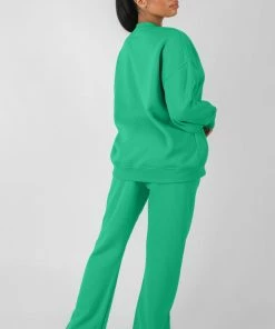 KAIIA OVERSIZED TONAL EMBROIDERED SWEATSHIRT GREEN CLOTHING