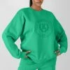 KAIIA OVERSIZED TONAL EMBROIDERED SWEATSHIRT GREEN CLOTHING