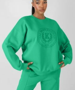 KAIIA OVERSIZED TONAL EMBROIDERED SWEATSHIRT GREEN CLOTHING
