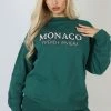Kaiia MONACO EMBROIDERED SWEATSHIRT FOREST GREEN 1 Kaiia MONACO EMBROIDERED SWEATSHIRT FOREST GREEN