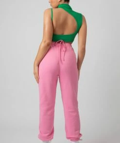 Kaiia CLOTHING HIGH NECK CUT OUT STRAPPY BRALET GREEN