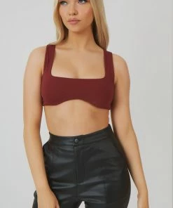 Kaiia UNDERBUST DETAIL CROP TOP PORT CLOTHING
