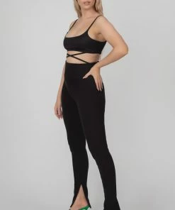 Kaiia STRAPPY TIE CROPPED BRALET BLACK