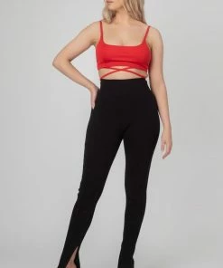 Kaiia STRAPPY TIE CROPPED BRALET RED