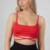 Kaiia STRAPPY TIE CROPPED BRALET RED