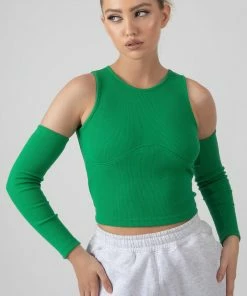 Kaiia ARM WARMER UNDERBUST TOP GREEN CLOTHING