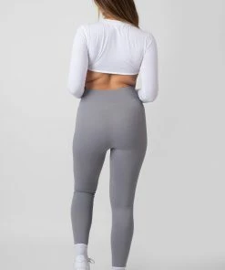 Kaiia CLOTHING LONG SLEEVE UNDERBUST CROP TOP WHITE