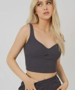 Kaiia UNDERBUST LONGLINE TOP DARK GREY