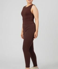 Kaiia CLOTHING CORSET DETAIL TOP CHOCOLATE