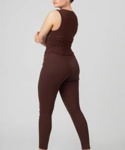 Kaiia CLOTHING CORSET DETAIL TOP CHOCOLATE