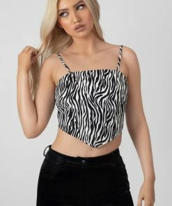 Kaiia CLOTHING ZEBRA PRINT HANDKERCHIEF TOP