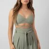 Kaiia PREMIUM TIE WRAP DETAIL BRALET SAGE CLOTHING