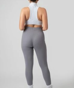 Kaiia HIGH NECK RACER LOW SIDE RIB CROP TOP OATMEAL MARL