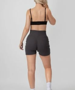 Kaiia CLOTHING TRIANGLE RIBBED BRALET BLACK