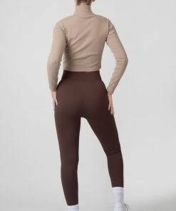 Kaiia CLOTHING HIGH NECK HALF ZIP TOP LIGHT TAUPE