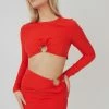Kaiia LOOP RUCHED METAL HARDWARE CROP TOP RED CLOTHING 2 Kaiia LOOP RUCHED METAL HARDWARE CROP TOP RED CLOTHING