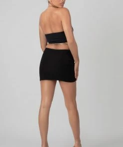 Kaiia LOOP RUCHING CHAIN STRAP BRA TOP BLACK 19 Kaiia LOOP RUCHING CHAIN STRAP BRA TOP BLACK