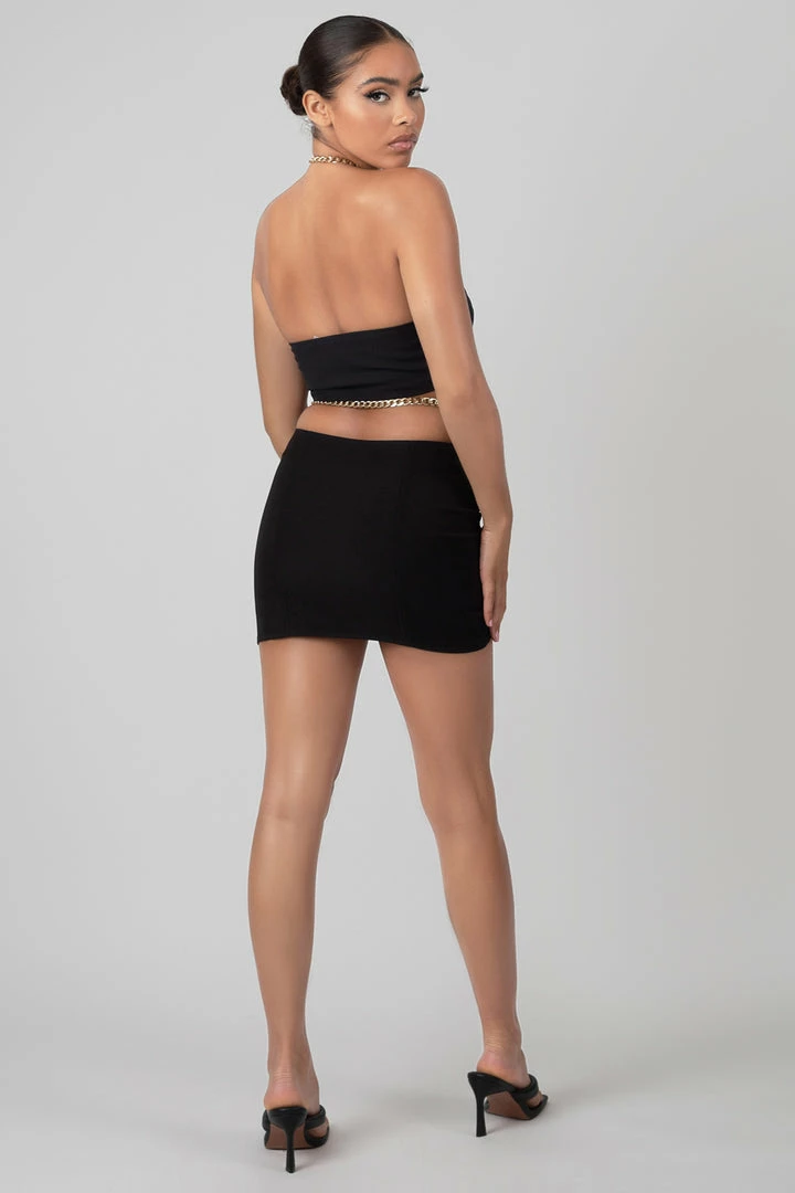 Kaiia LOOP RUCHING CHAIN STRAP BRA TOP BLACK 11 Kaiia LOOP RUCHING CHAIN STRAP BRA TOP BLACK