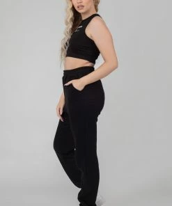 CLOTHING KAIIA PRINTED RACER CROP TOP BLACK