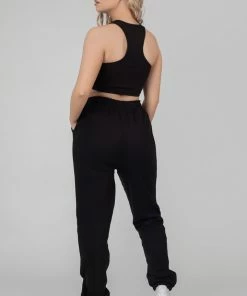 CLOTHING KAIIA PRINTED RACER CROP TOP BLACK