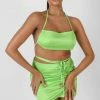 Kaiia CLOTHING SATIN RUCHED SIDE BRALET GREEN