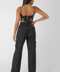 Kaiia PU SQUARE NECK WRAP BRALET BLACK CLOTHING