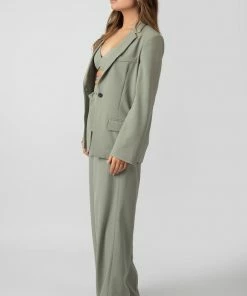 Kaiia PREMIUM TIE WAIST WIDE LEG TROUSERS SAGE CLOTHING